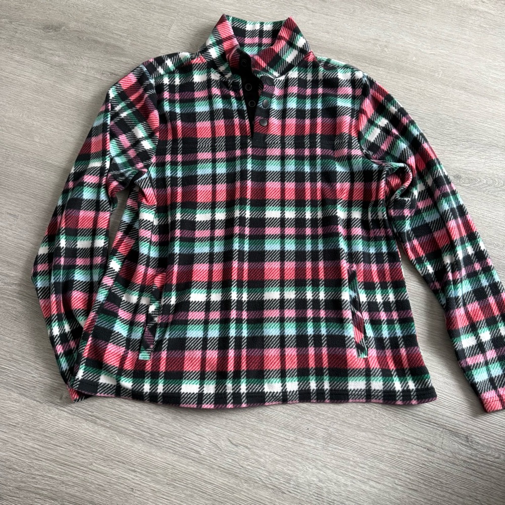 Vera Bradley Plaid Fleece Jacket in Red and Green